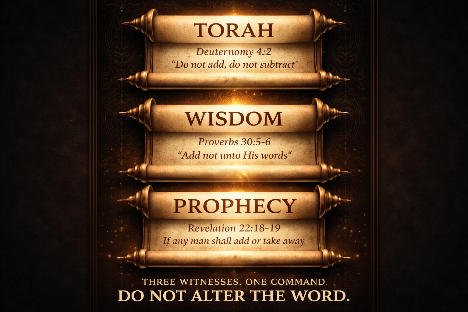 Three Witnesses - Torah Wisdom Prophecy - Do Not Alter The Word